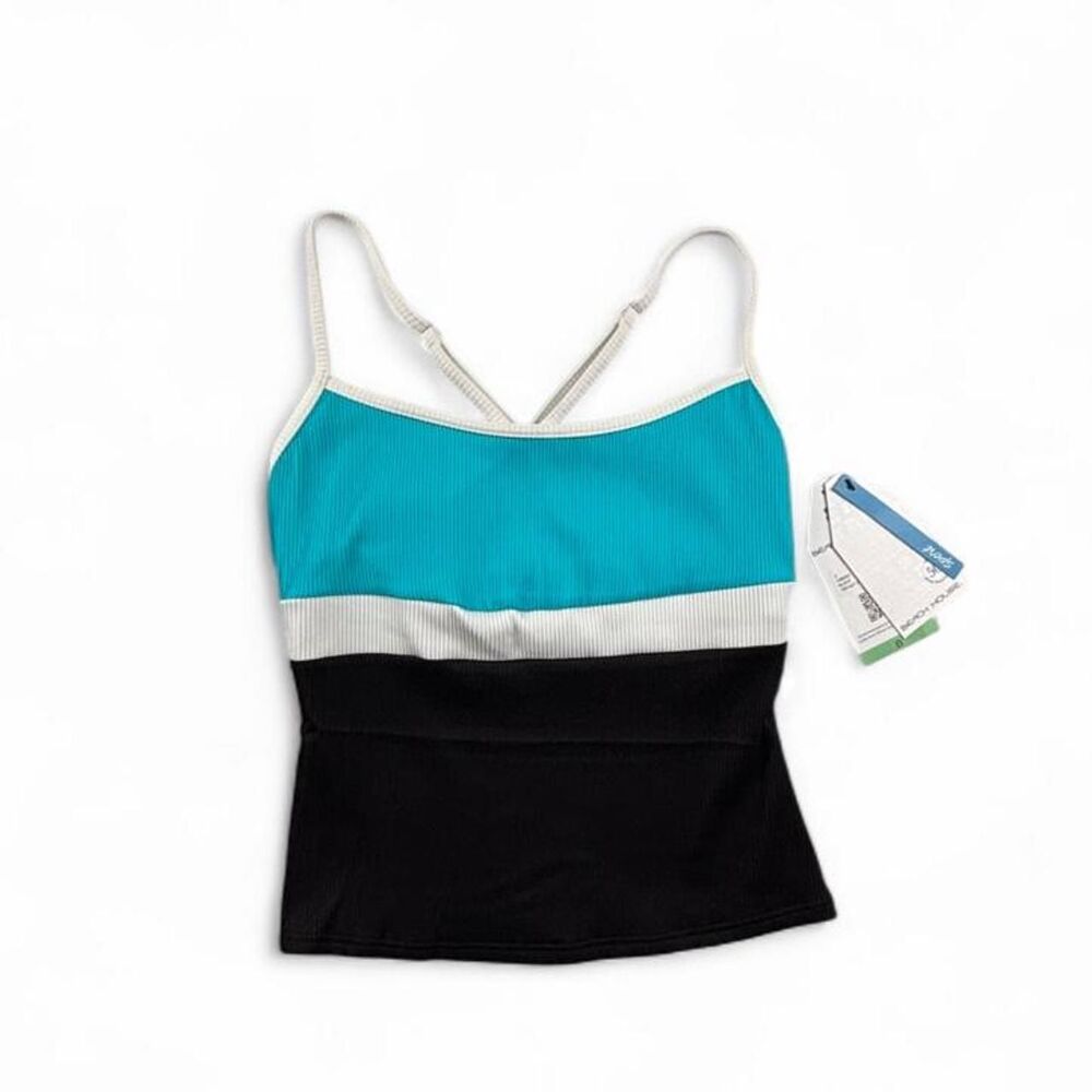 Beach House Port Colorblock Tankini Top Women’s 8 Blue Black White Swimwear